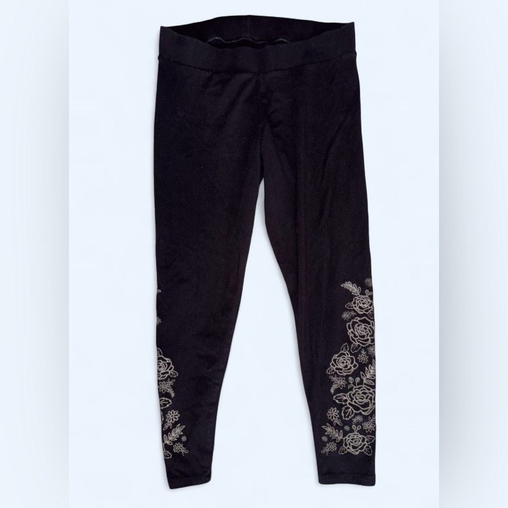 Torrid Black Floral Embroidered Leggings Size 1 (14/16) - Picture 2 of 5